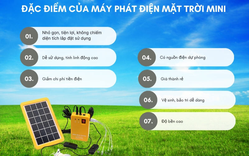 Đặc điểm của máy phát điện năng lượng mặt trời mini
