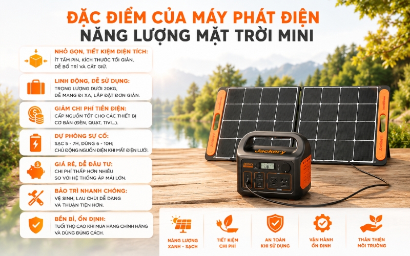 Đặc điểm của máy phát điện năng lượng mặt trời mini