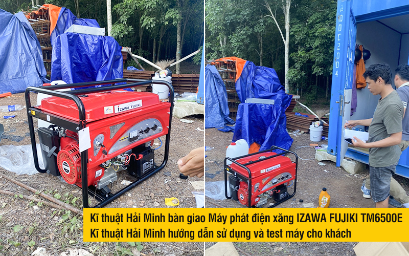 kĩ thuật hải minh bàn giao Máy phát điện xăng IZAWA FUJIKI TM6500E
