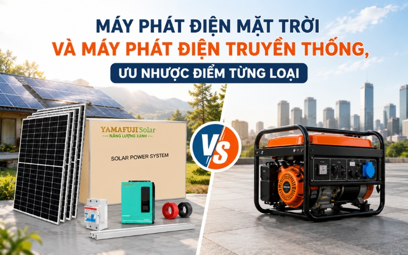 Máy phát điện mặt trời và máy phát điện truyền thống, ưu nhược điểm từng loại