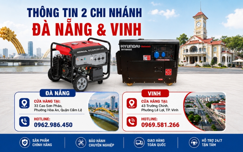 Nhu cầu mua máy phát tăng cao tại các chi nhánh Đà Nẵng, Vinh của Hải Minh