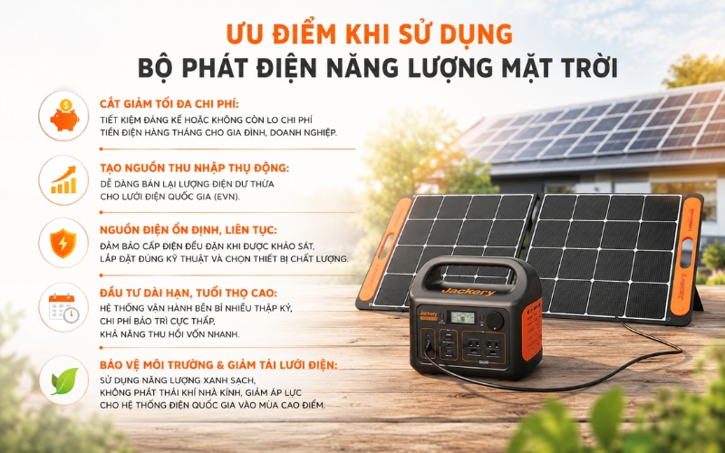 Ưu điểm khi sử dụng bộ phát điện năng lượng mặt trời
