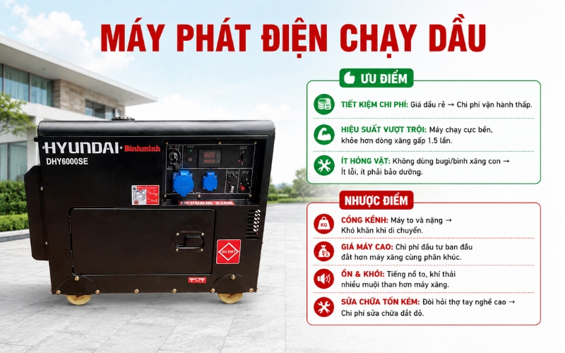 Ưu nhược điểm của máy phát chạy dầu