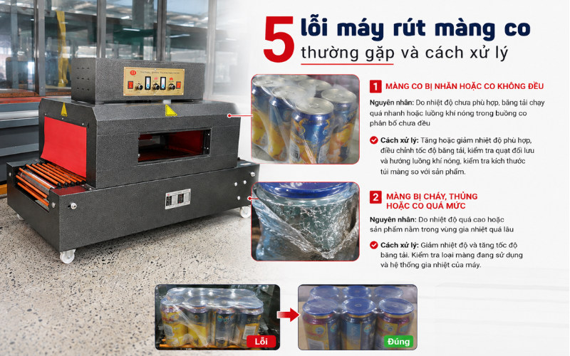 5 lỗi máy rút màng co thường gặp và cách xử lý