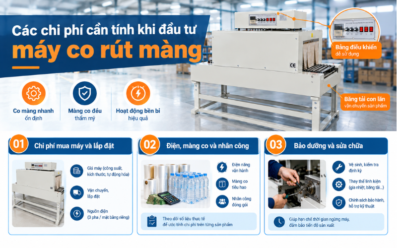 Các chi phí cần tính khi đầu tư máy co rút màng