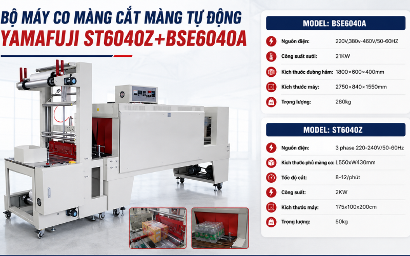 Bộ máy co màng cắt màng tự động Yamafuji ST6040Z+BSE6040A