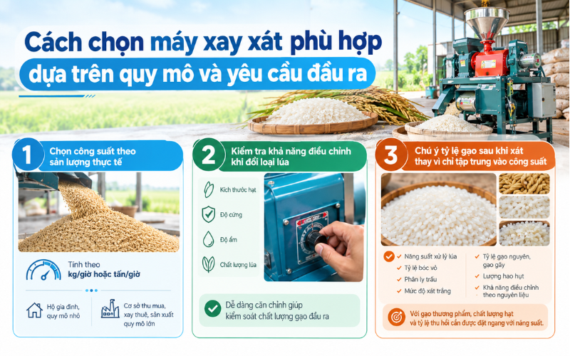 Cách chọn máy xay xát phù hợp dựa trên quy mô và yêu cầu đầu ra