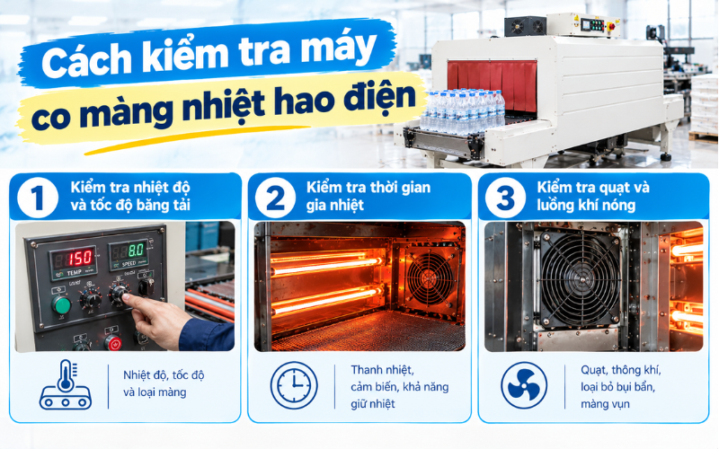 Cách kiểm tra máy co màng nhiệt hao điện