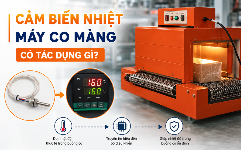 Cảm biến nhiệt máy co màng có tác dụng gì