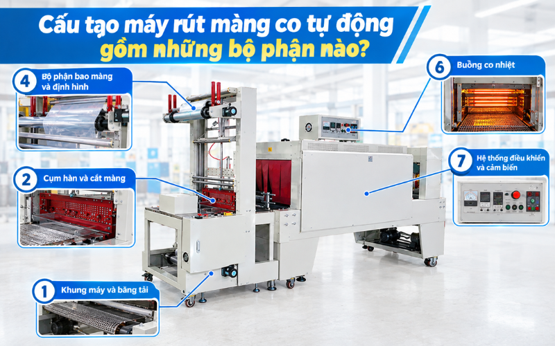 Máy rút màng co tự động được cấu tạo như thế nào?
