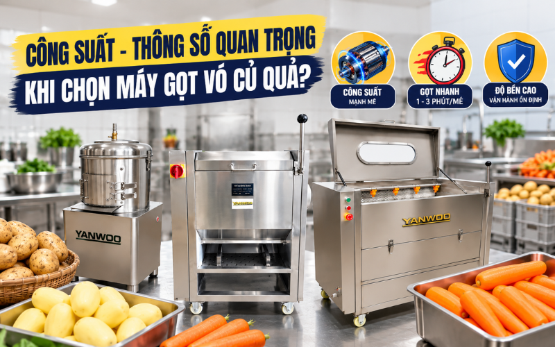 Công suất - thông số quan trọng khi chọn máy chà vỏ củ quả?