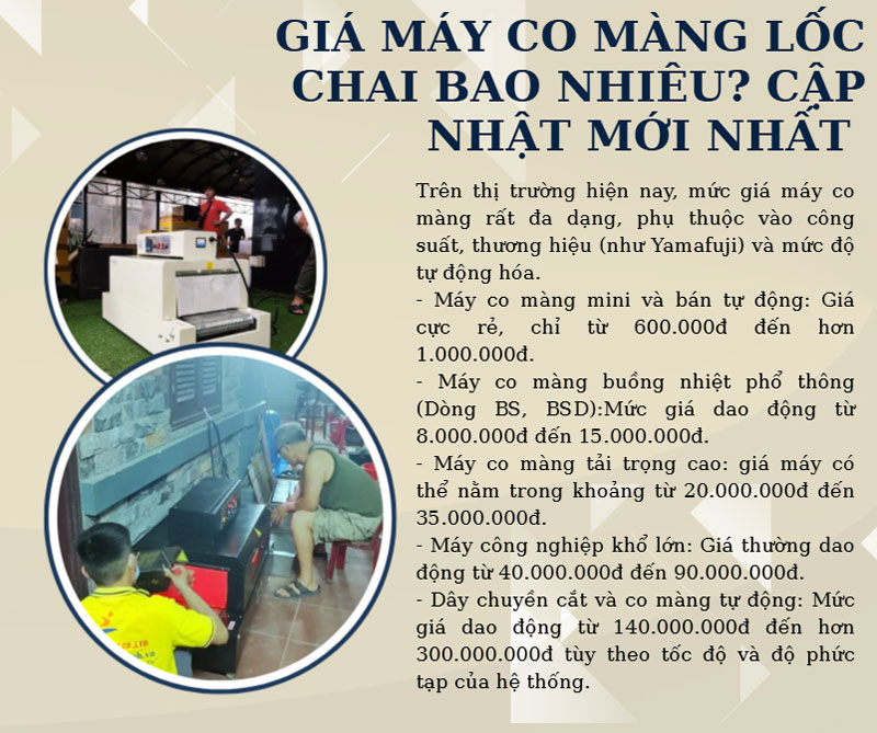 Giá máy co màng lốc chai bao nhiêu? Khi nào nên đầu tư?