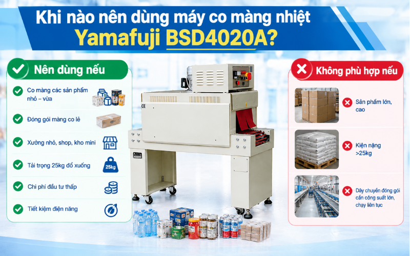 Khi nào nên dùng máy co màng nhiệt Yamafuji BSD4020A