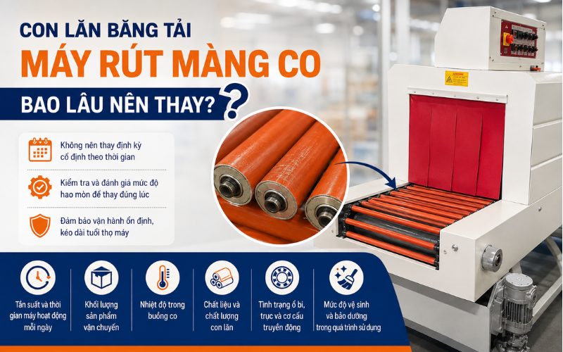 Khi nào nên thay con lăn băng tải máy rút màng co