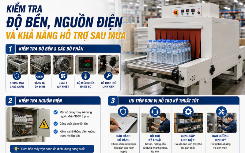 Kiểm tra độ bền, nguồn điện và khả năng hỗ trợ sau mua