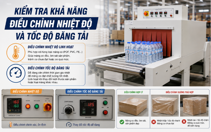 Kiểm tra khả năng điều chỉnh nhiệt độ và tốc độ băng tải