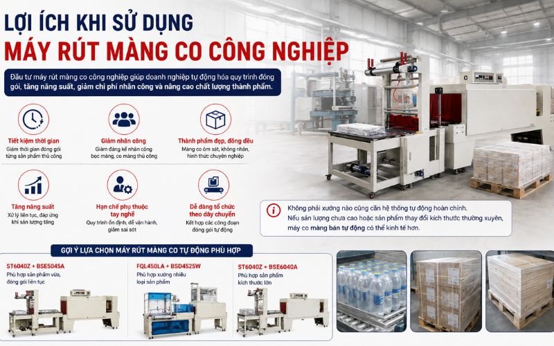 Lợi ích khi sử dụng máy rút màng co công nghiệp