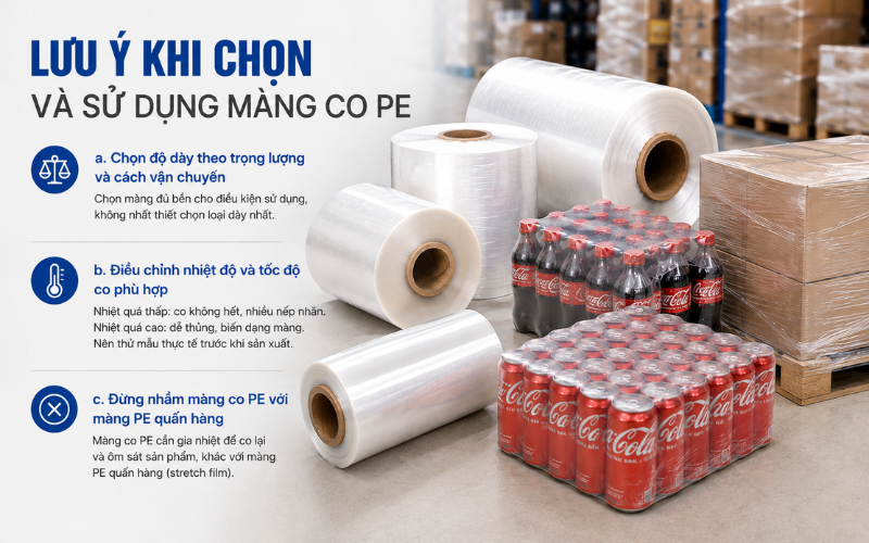  Lưu ý khi chọn và sử dụng màng co PE