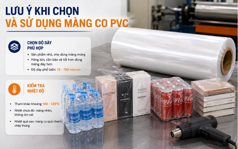 Lưu ý khi chọn và sử dụng màng co PVC