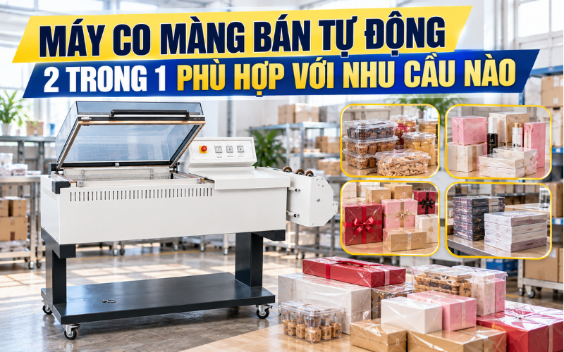 Máy co màng bán tự động 2 trong 1 phù hợp với nhu cầu nào
