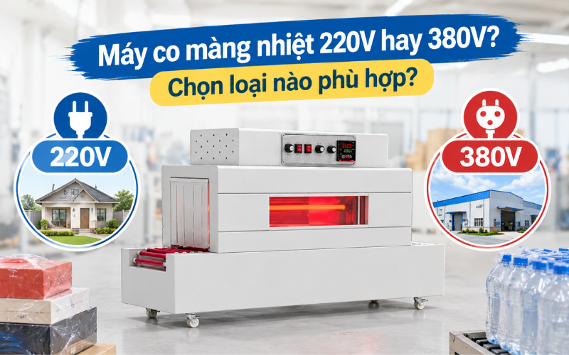 Máy co màng nhiệt 220V hay 380V? Chọn loại nào phù hợp?