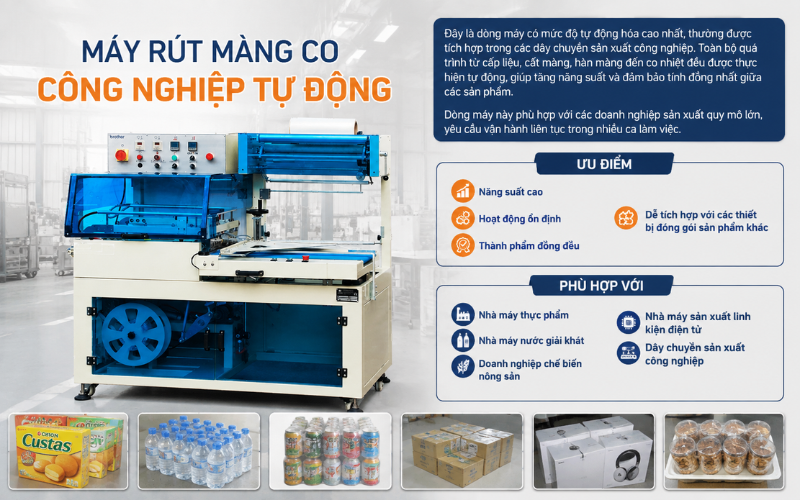 Máy rút màng co công nghiệp tự động