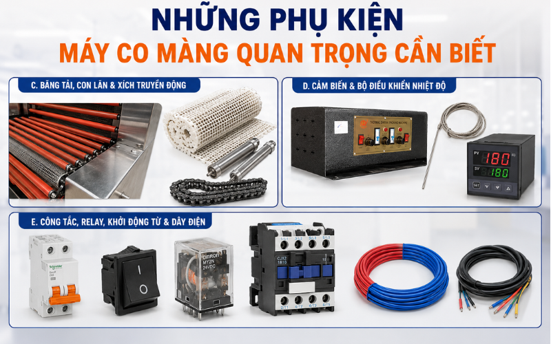 Những phụ kiện máy co màng quan trọng cần biết