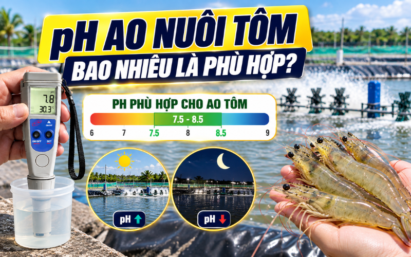 pH ao nuôi tôm bao nhiêu là phù hợp