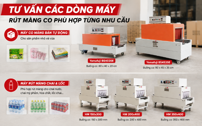 Tư vấn các dòng máy rút màng co phù hợp từng nhu cầu