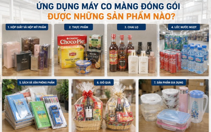 Ứng dụng máy co màng đóng gói được những sản phẩm nào
