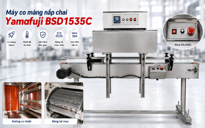 Ưu điểm nổi bật của máy co màng nắp chai BSD1535C