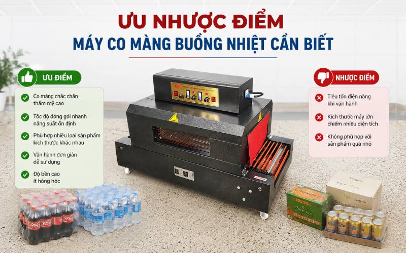 Ưu nhược điểm máy co màng buồng nhiệt cần biết