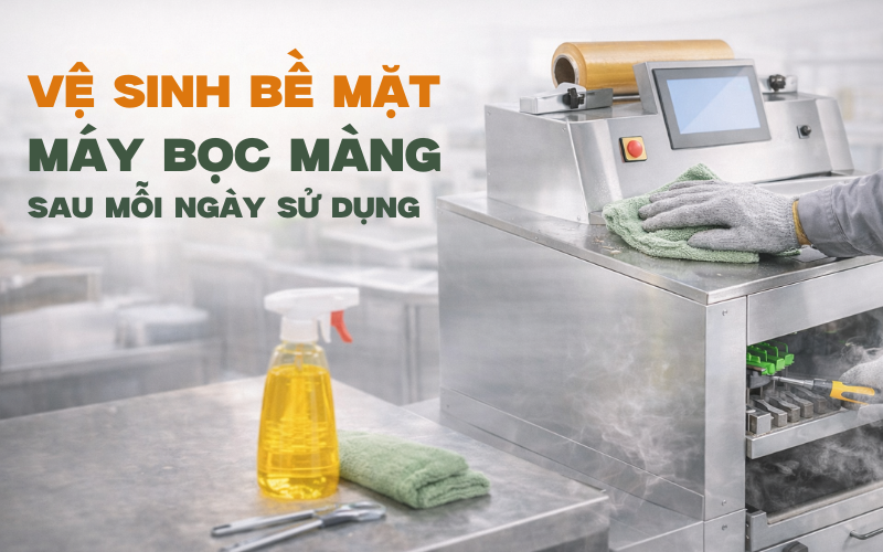 Vệ sinh bề mặt máy bọc màng sau mỗi ngày sử dụng