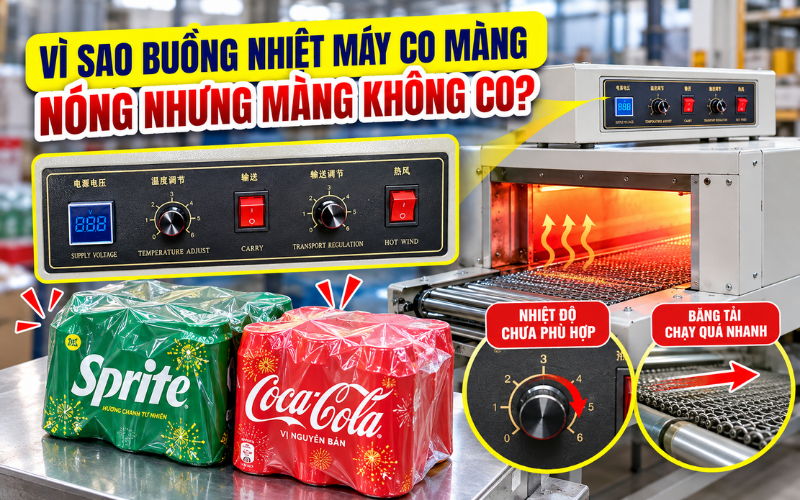 Vì sao buồng nhiệt máy co màng nóng nhưng màng không co