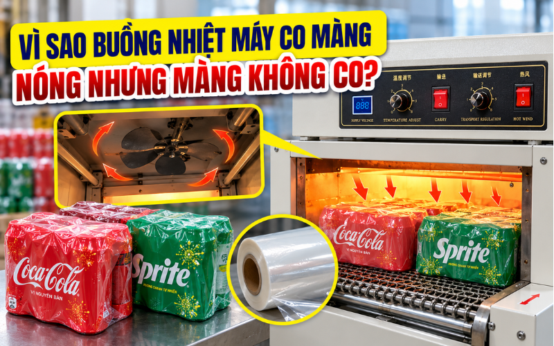 Vì sao buồng nhiệt máy co màng nóng nhưng màng không co