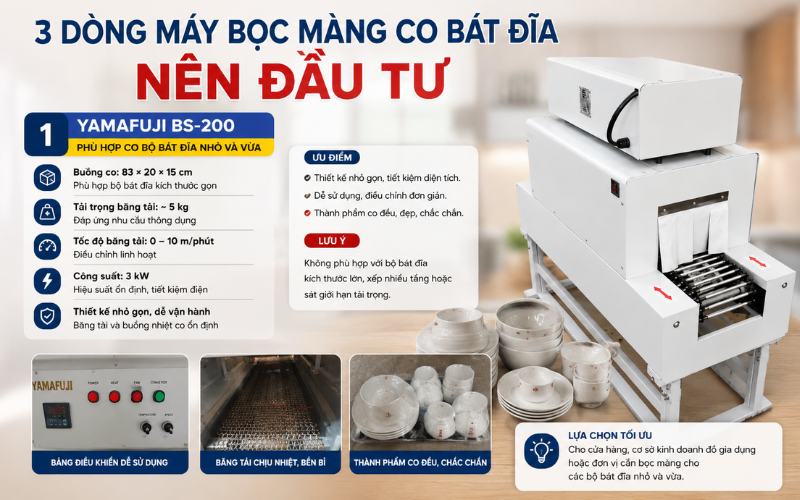 Yamafuji BS-200 phù hợp co bộ bát đĩa nhỏ và vừa