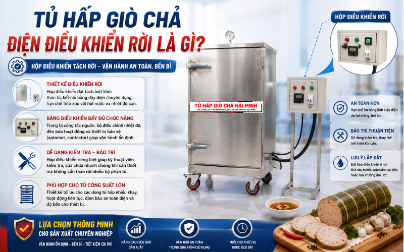 Tủ hấp giò chả điện điều khiển rời là gì?