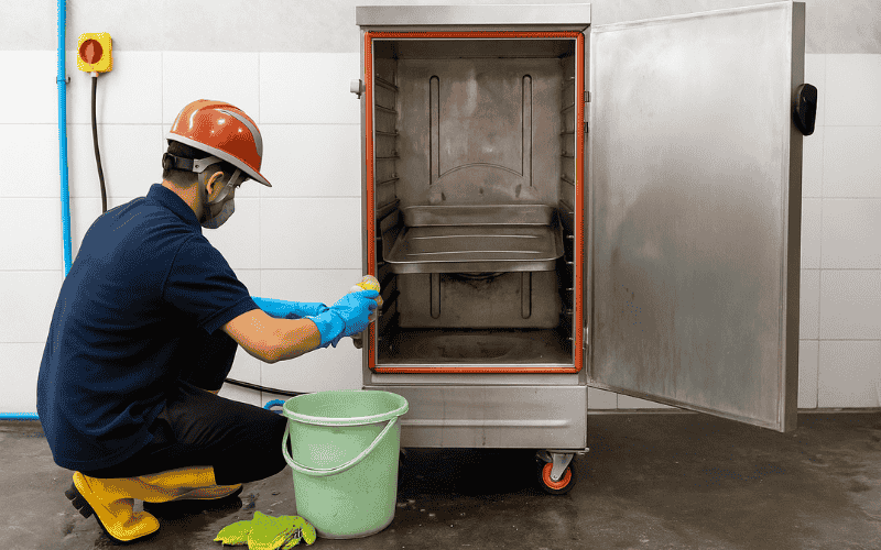 Các bước cần chuẩn bị trước khi tiến hành vệ sinh tủ hấp giò