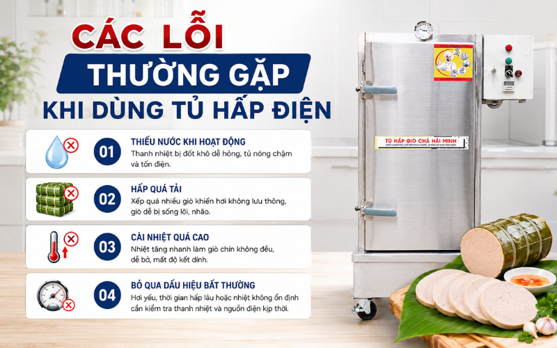 Các lỗi thường gặp khi dùng tủ hấp điện