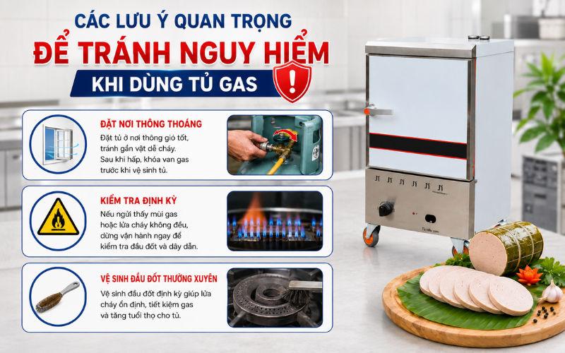 Các lưu ý quan trọng để tránh nguy hiểm khi dùng tủ gas
