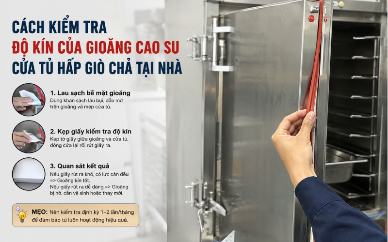 Cách kiểm tra độ kín của gioăng cao su cửa tủ hấp giò chả tại nhà