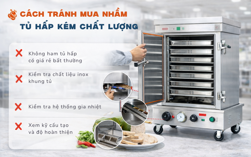 Cách tránh mua nhầm tủ hấp kém chất lượng
