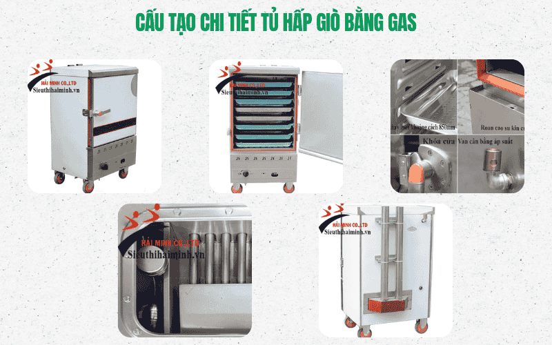 Cấu tạo chi tiết tủ hấp giò bằng gas