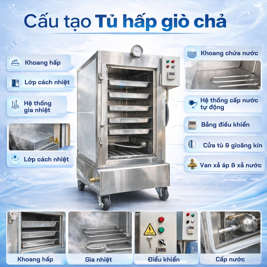 Cấu tạo tủ hấp giò chả