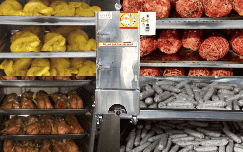 Tủ hấp giò lụa hấp được nhiều loại thực phẩm