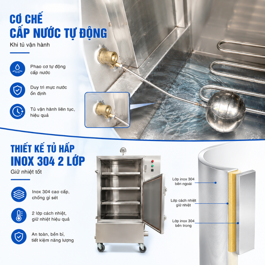 Ưu điểm nổi bật của máy hấp giò chả Inox 304