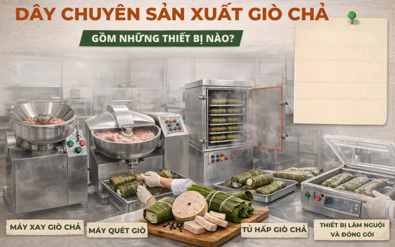 Dây chuyền sản xuất giò chả gồm những thiết bị nào