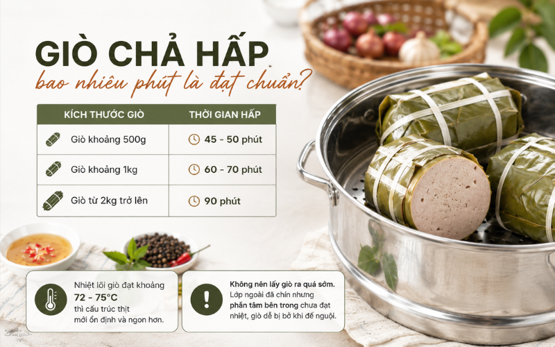 Giò chả hấp bao nhiêu phút là đạt chuẩn
