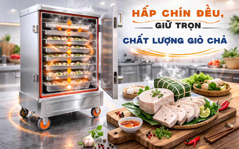 Hấp chín đều, giữ trọn chất lượng giò chả