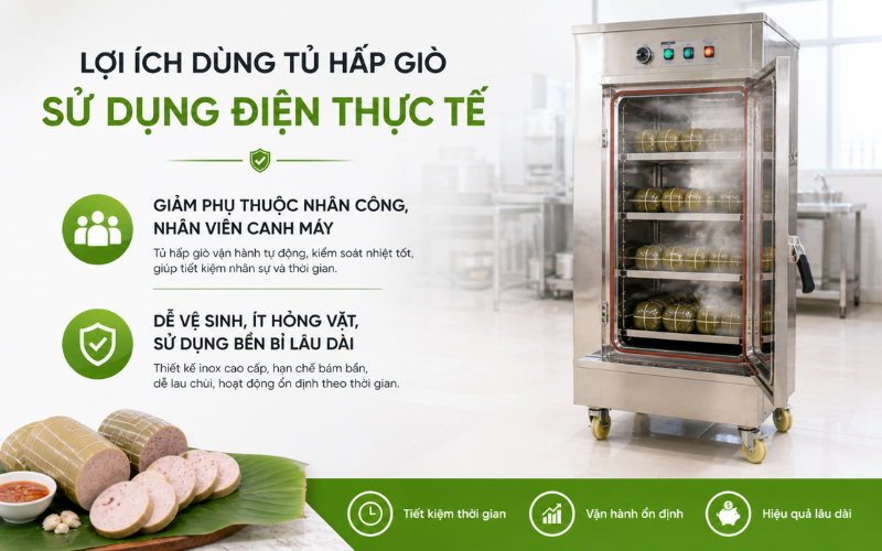 Lợi ích dùng tủ hấp giò sử dụng điện thực tế